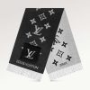 Replica Louis Vuitton LV Unisex Cold Reykjavik Scarf Black Monogram Flowers Cashmere Pockets Mink Fur