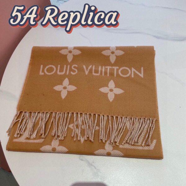 Replica Louis Vuitton LV Unisex Essential Scarf Sandy Wool Contrasting Monogram Motif Signature 3