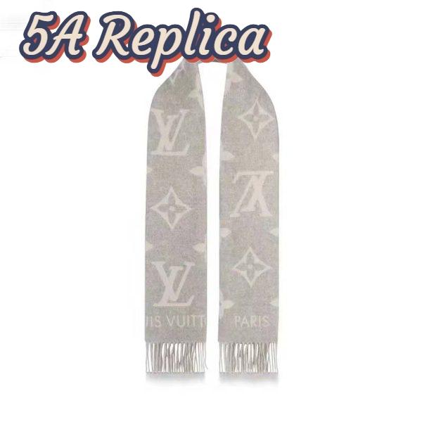 Replica Louis Vuitton LV Unisex Reykjavik Scarf with Monogram Flowers and LV Initials