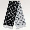 Replica Louis Vuitton LV Unisex Stitch Scarf Black Monogram Flowers Wool Cashmere Jacquard 12