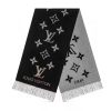 Replica Louis Vuitton LV Unisex Stitch Scarf Black Monogram Flowers Wool Cashmere Jacquard 11