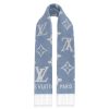Replica Louis Vuitton LV Unisex Studdy Reykjavik Scarf Denim Blue Allover Monogram Jacquard Weave 9