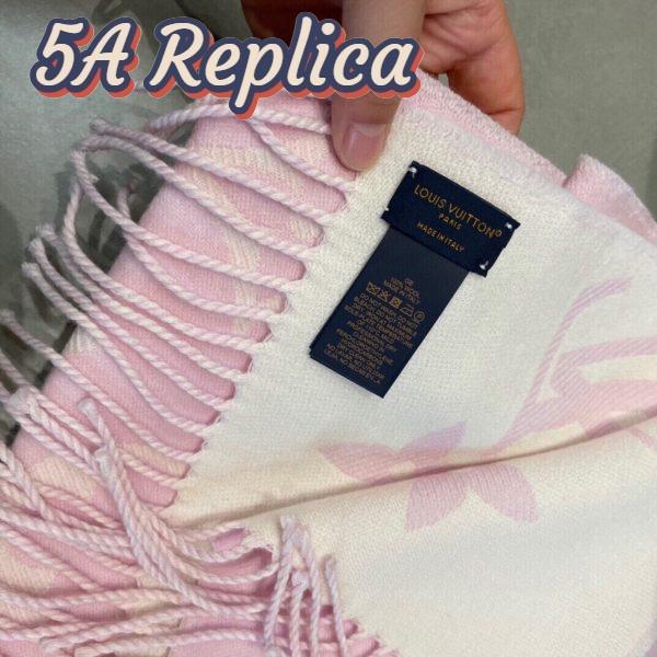 Replica Louis Vuitton LV Women Essential Scarf Pink Wool Jacquard Weave Monogram Pattern 11