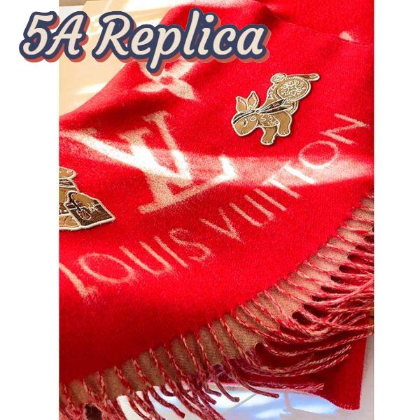 Replica Louis Vuitton LV Women Precious Rabbit Essential Scarf Red Wool Jacquard Monogram 9