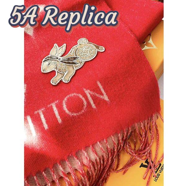Replica Louis Vuitton LV Women Precious Rabbit Essential Scarf Red Wool Jacquard Monogram 10