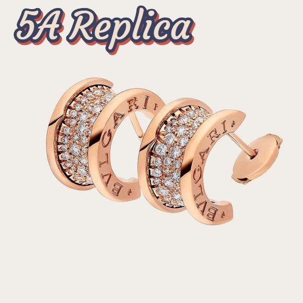 Replica Bvlgari Women B.zero1 Earrings in 18 KT Rose Gold Set with Pave Diamonds on the Spiral