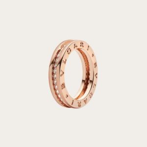 Replica Bvlgari Women B.zero1 One-Band Ring in 18 KT Rose Gold Set with Pave Diamonds on the Spiral