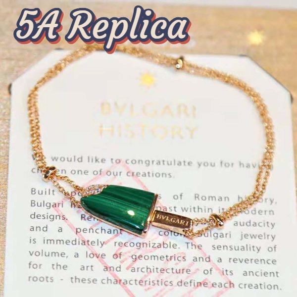 Replica Bvlgari Women BVLGARI BVLGARI Gelati 18 KT Rose Gold Soft Bracelet-Green 3