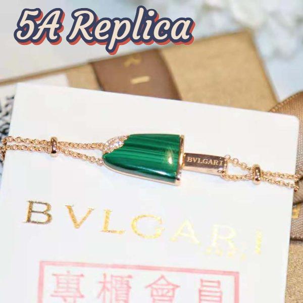 Replica Bvlgari Women BVLGARI BVLGARI Gelati 18 KT Rose Gold Soft Bracelet-Green 4