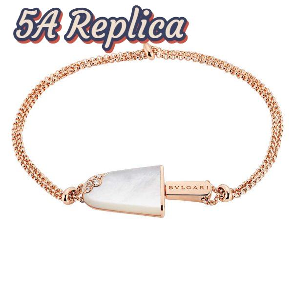 Replica Bvlgari Women BVLGARI BVLGARI Gelati 18 KT Rose Gold Soft Bracelet-White 2