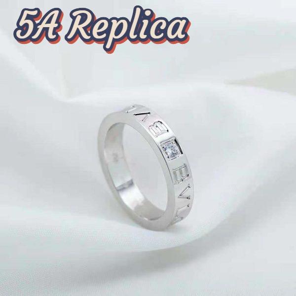 Replica Bvlgari Women Bvlgari Bvlgari Ring 18 KT White Gold Ring with Diamond 4
