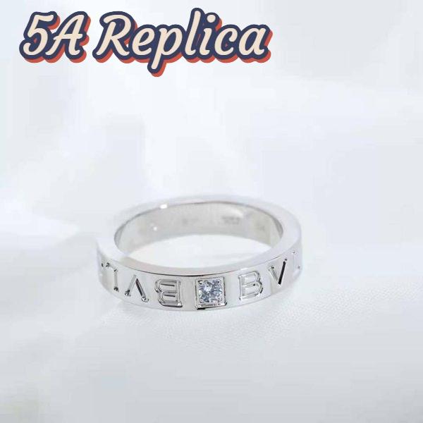 Replica Bvlgari Women Bvlgari Bvlgari Ring 18 KT White Gold Ring with Diamond 8