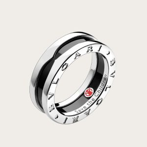 Replica Bvlgari Women Save the Children One-band Sterling Silver Ring with Black Ceramic