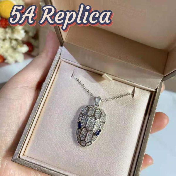 Replica Bvlgari Women Serpenti Necklace in 18 KT White Gold 4