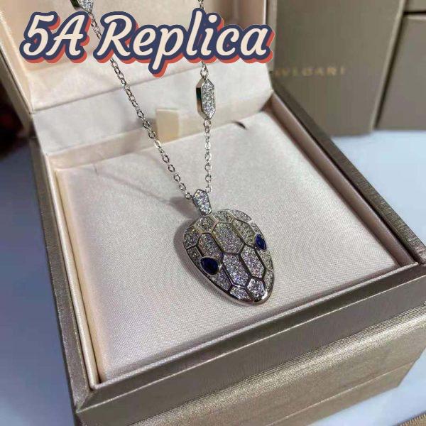 Replica Bvlgari Women Serpenti Necklace in 18 KT White Gold 7