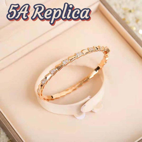 Replica Bvlgari Women Serpenti Viper 18 KT Rose Gold Bracelet Set with Demi Pave Diamonds 4
