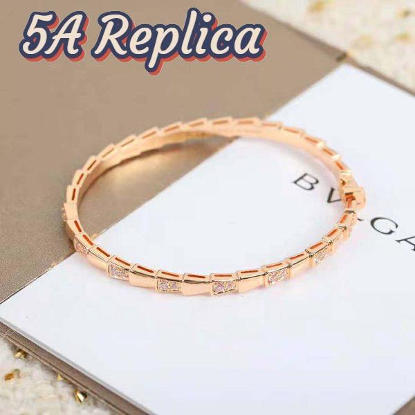 Replica Bvlgari Women Serpenti Viper 18 KT Rose Gold Bracelet Set with Demi Pave Diamonds 5