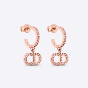 Replica Dior Women Clair D Lune Earrings Pink-Finish Metal and Pink Crystals
