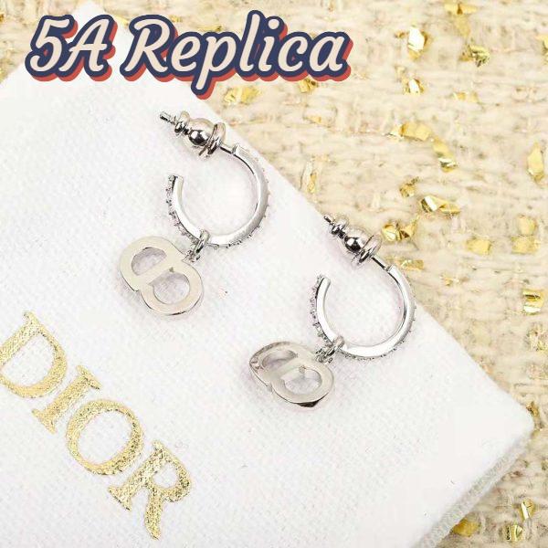 Replica Dior Women Clair D Lune Earrings Silver-Finish Metal and Silver-Tone Crystals 7