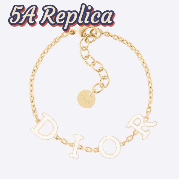 Replica Dior Women Dio(r)evolution Bracelet Gold-Finish Metal and White Lacquer 2
