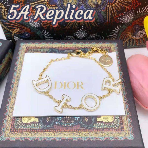 Replica Dior Women Dio(r)evolution Bracelet Gold-Finish Metal and White Lacquer 3