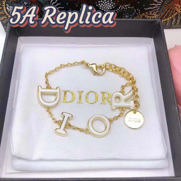 Replica Dior Women Dio(r)evolution Bracelet Gold-Finish Metal and White Lacquer 4