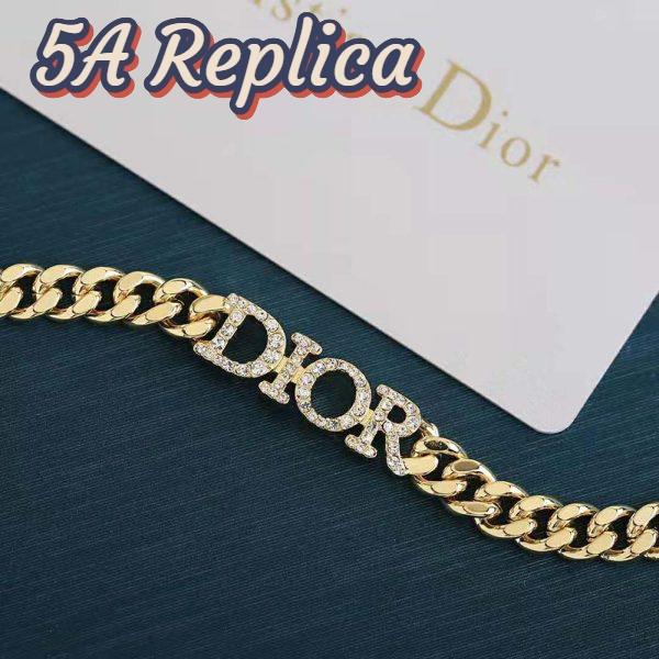 Replica Dior Women Dio(r)evolution Choker Gold-Finish Metal and White Crystals 9