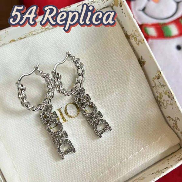 Replica Dior Women Dio(r)evolution Earrings Silver-Finish Metal and Silver-Tone Crystals 6