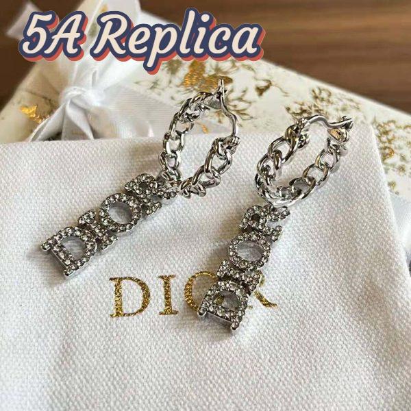 Replica Dior Women Dio(r)evolution Earrings Silver-Finish Metal and Silver-Tone Crystals 8
