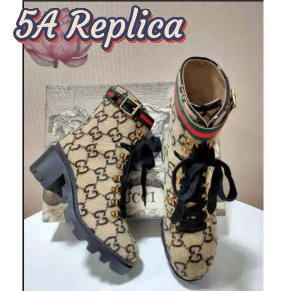 Replica Gucci Women Gucci Zumi GG Wool Ankle Boot Beige Ebony GG Wool 3