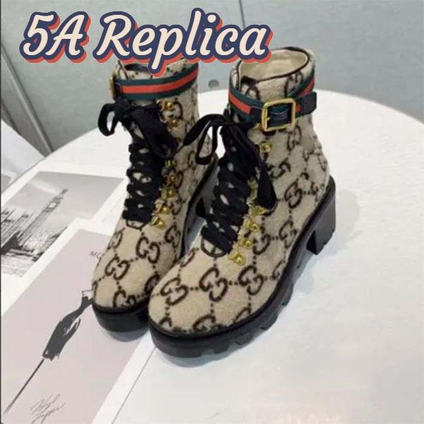 Replica Gucci Women Gucci Zumi GG Wool Ankle Boot Beige Ebony GG Wool 6