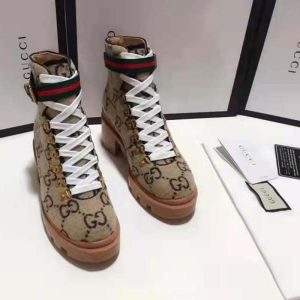 Replica Gucci Women Gucci Zumi GG Wool Ankle Boot in Beige and Ebony GG Wool 2