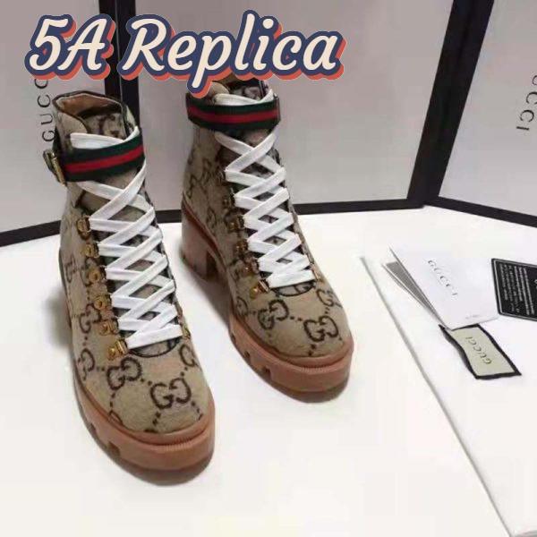 Replica Gucci Women Gucci Zumi GG Wool Ankle Boot in Beige and Ebony GG Wool 2