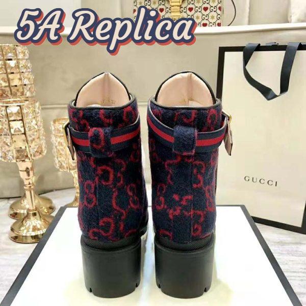 Replica Gucci Women Gucci Zumi GG Wool Ankle Boot in Blue and Red GG Wool 5