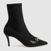 Replica Gucci Women Interlocking G Horsebit Boot Beige Ebony GG Supreme Canvas Mid-Heel 11