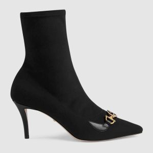 Replica Gucci Women Gucci Zumi Mid-Heel Ankle Boot 7.7 cm Heel-Black