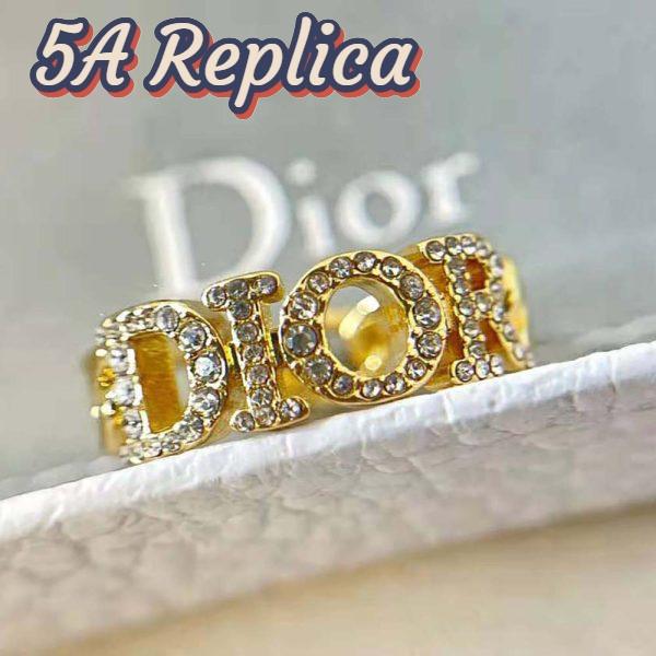 Replica Dior Women Dio(r)evolution Ring Gold-Finish Metal and White Crystals 4