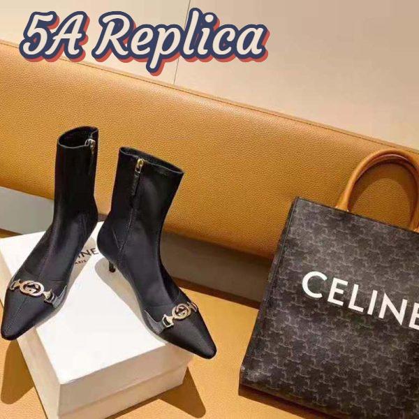 Replica Gucci Women Gucci Zumi Mid-Heel Ankle Boot 7.7 cm Heel-Black 5