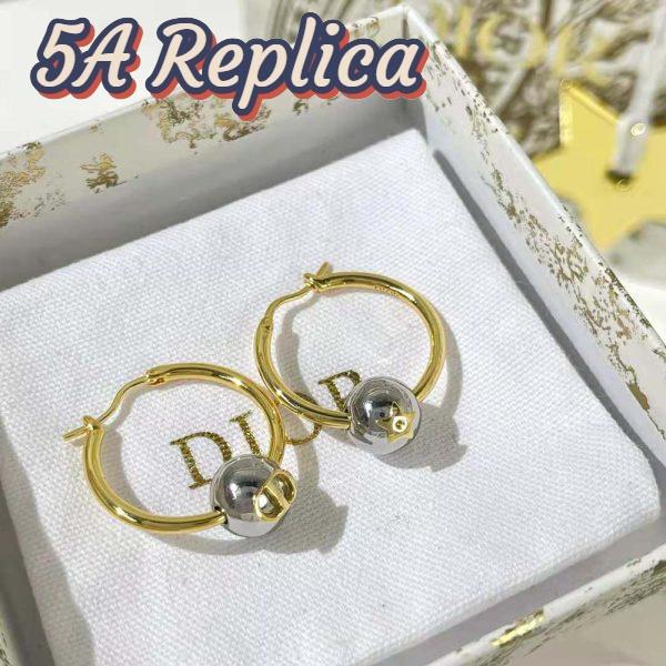 Replica Dior Women Petit CD Earrings Gold-Finish and Palladium-Finish Metal 3