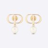 Replica Dior Women Petit Cd Earrings Gold-Finish Metal with White Resin Pearls 13