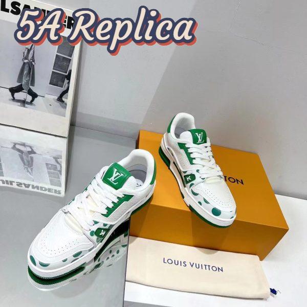 Replica Louis Vuitton LV Unisex LV x YK LV Trainer Sneaker Green Calf Leather Rubber 3