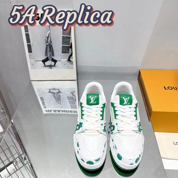 Replica Louis Vuitton LV Unisex LV x YK LV Trainer Sneaker Green Calf Leather Rubber 4