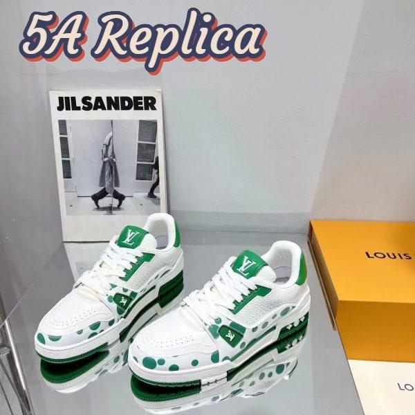 Replica Louis Vuitton LV Unisex LV x YK LV Trainer Sneaker Green Calf Leather Rubber 5