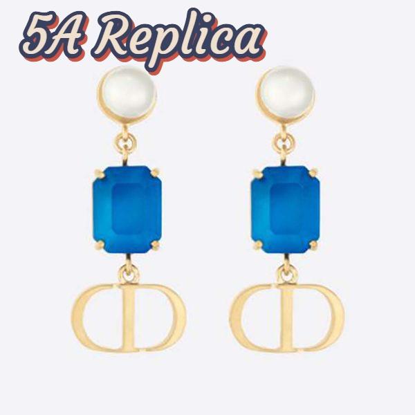 Replica Dior Women Petit Cd Earrings Gold-Finish Metal with White Resin Pearls