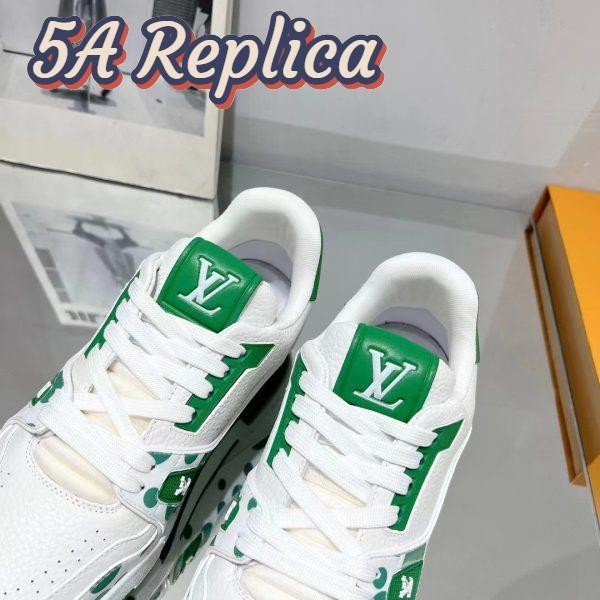 Replica Louis Vuitton LV Unisex LV x YK LV Trainer Sneaker Green Calf Leather Rubber 7