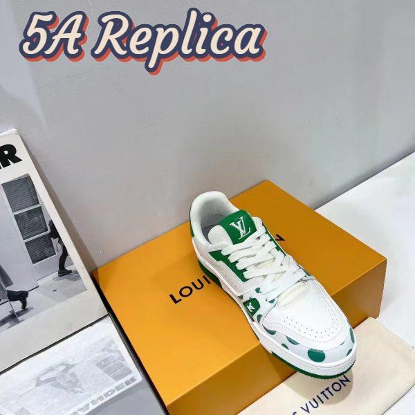 Replica Louis Vuitton LV Unisex LV x YK LV Trainer Sneaker Green Calf Leather Rubber 8