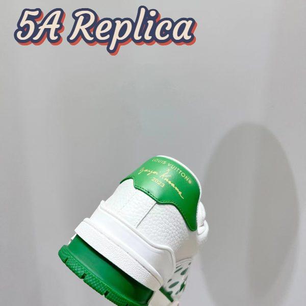 Replica Louis Vuitton LV Unisex LV x YK LV Trainer Sneaker Green Calf Leather Rubber 10