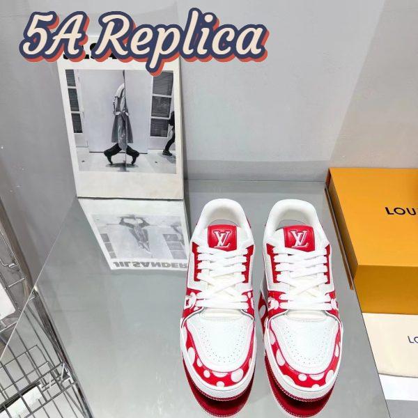 Replica Louis Vuitton LV Unisex LV x YK LV Trainer Sneaker Red Calf Leather Rubber 4
