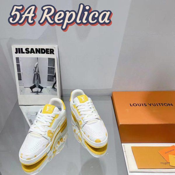 Replica Louis Vuitton LV Unisex LV x YK LV Trainer Sneaker Yellow Calf Leather Rubber 3