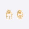 Replica Dior Women Petit CD Stud Earrings Gold-Finish Metal and Light Pink Crystals 8